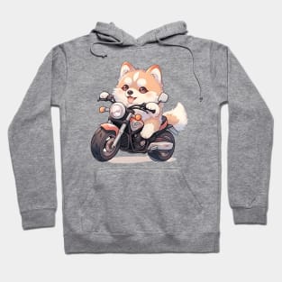 Cartoon Dog Rides Motorcycle to Fun Hoodie